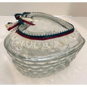 Homco Fostoria American Cubist Heart Candy Trinket Dish Lace Collar